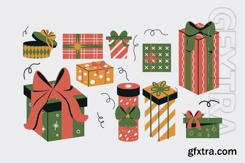 Christmas Gift Box Illustration Set