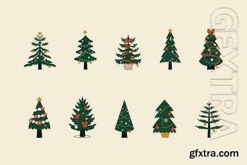 Christmas Tree Decoration Illustration Set