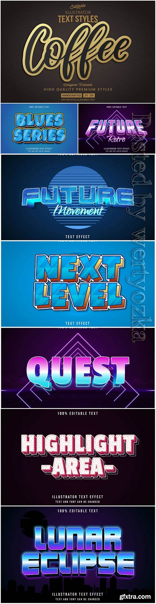 Vector text effect in style 3d