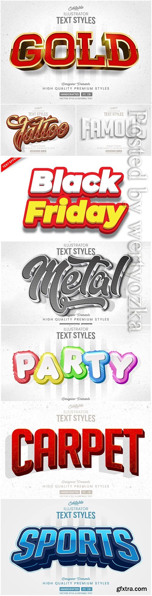 Vector text effect in style 3d