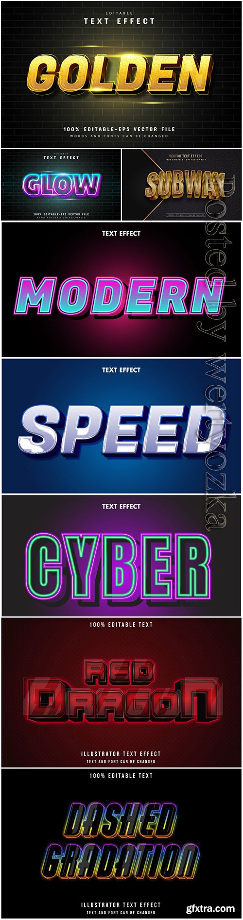 Vector text effect in style 3d