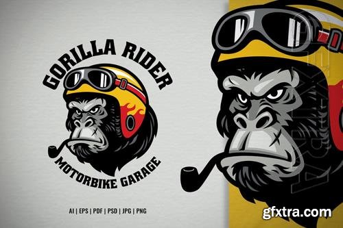 Gorilla Head Motorcycle Garage Logo