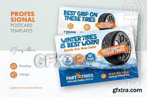 Auto Tires Postcard Templates 4H5WT4X