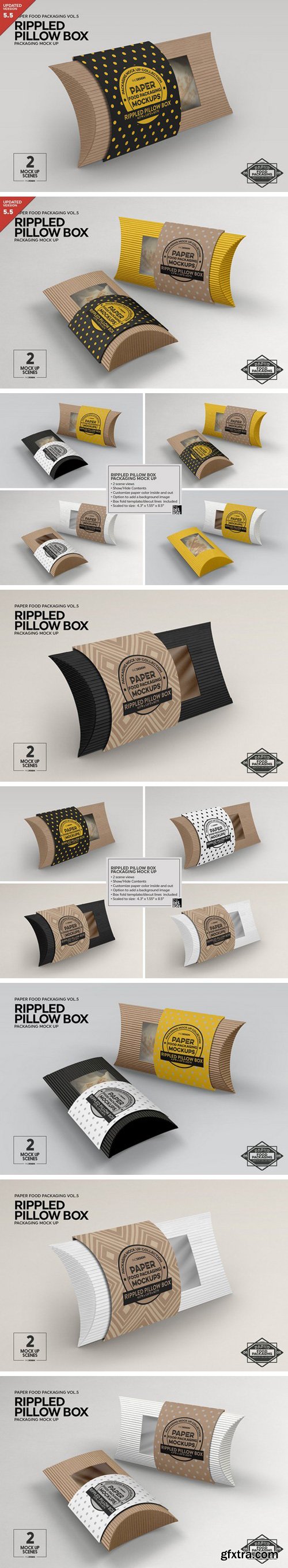 Rippled Pillow Box Packaging Mockup