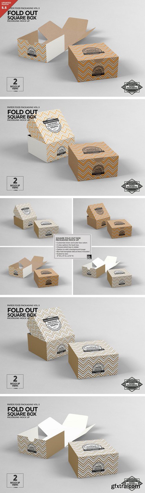 Square Fold Out Box Packaging Mockup