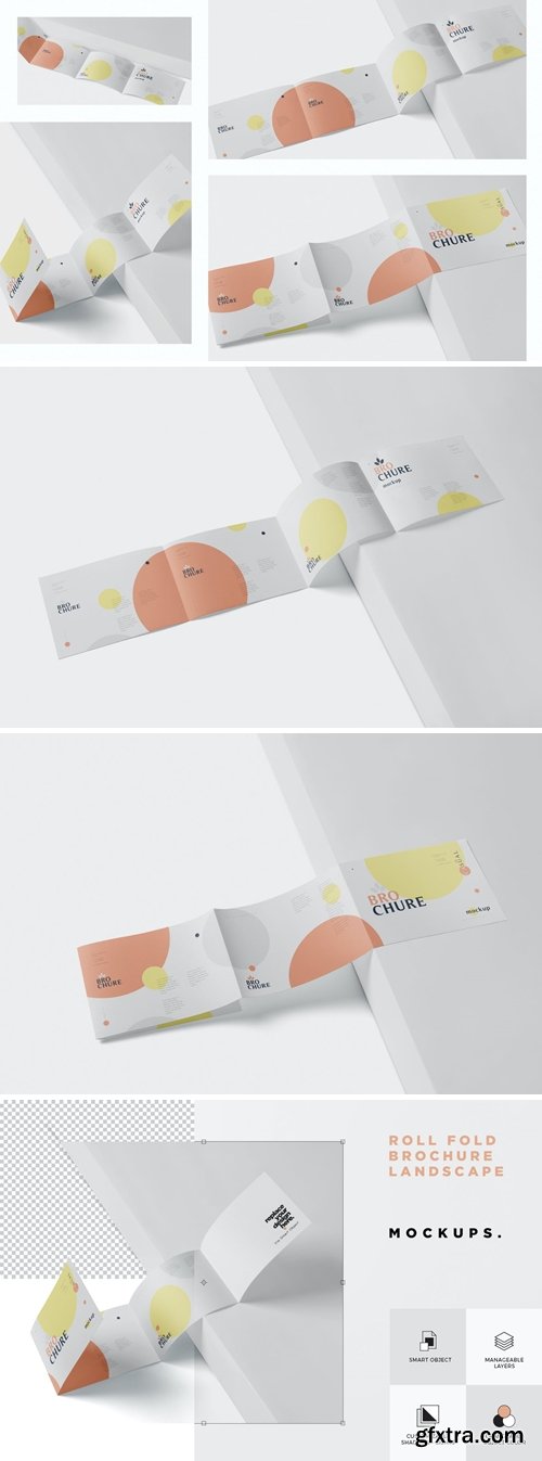 Roll Fold Brochure Mockup Landscape Din A4 A5 A6