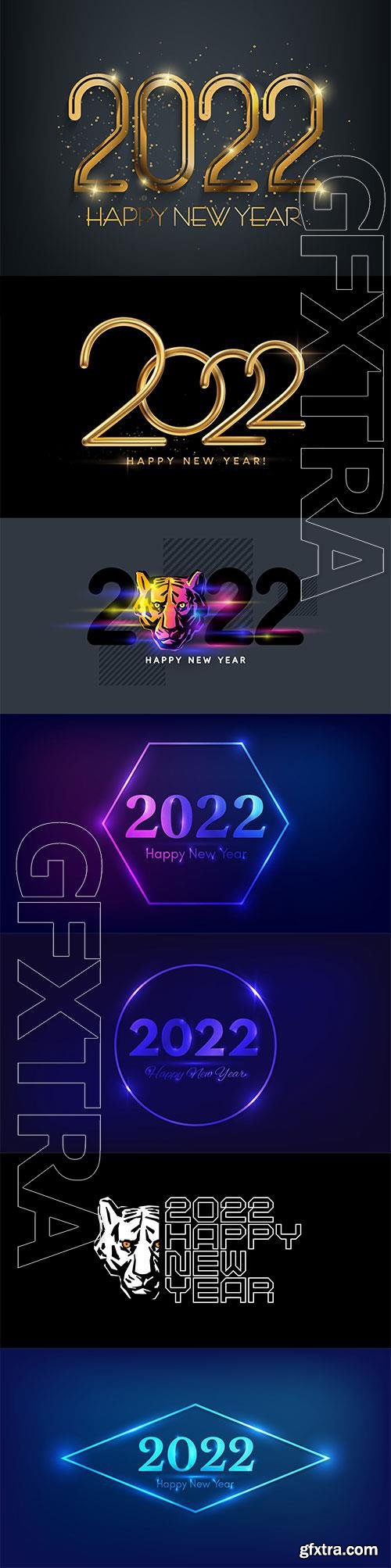 2022 New year, Merry christmas editable text effect premium vector vol 8