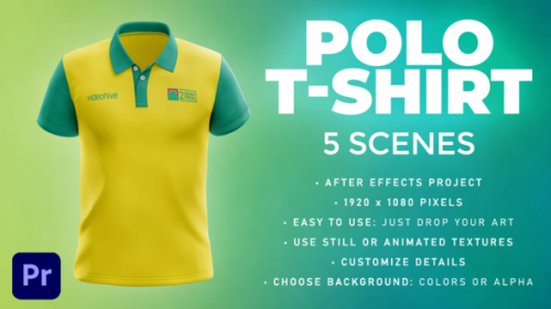 Videohive - Polo T-shirt - 5 Scenes Mockup Template - Animated Mockup PREMIERE - 33877905 - 33877905