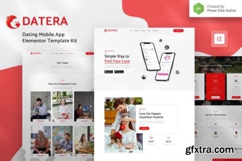 ThemeForest - Datera v1.0.0 - Online Dating Mobile App Landing Elementor Template Kit - 34025647