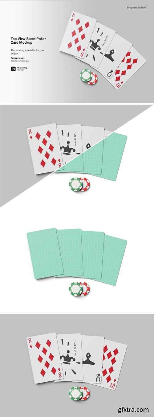 Top View Stack Poker Card Mockup