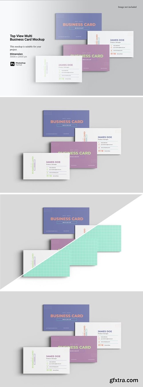 Top View Multi Business Card Mockup