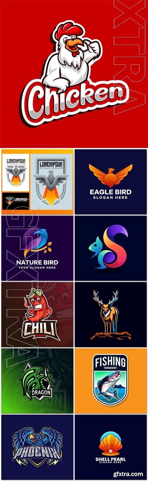 Mascot logo design set premium vector vol 10