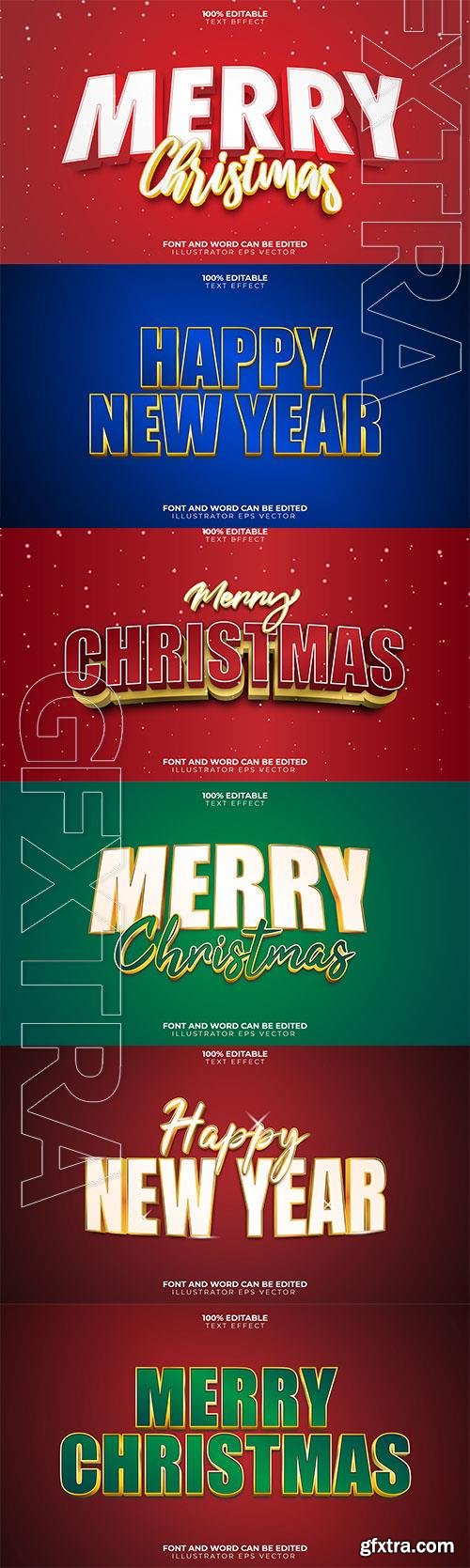 2022 New year, Merry christmas editable text effect premium vector vol 11