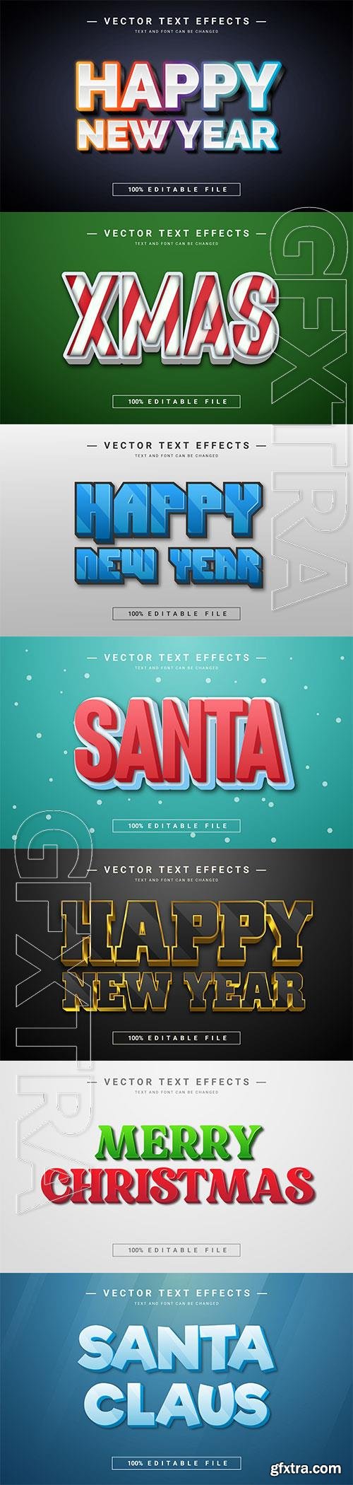 2022 New year, Merry christmas editable text effect premium vector vol 14