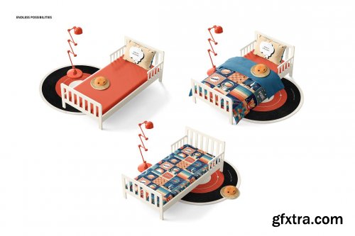 CreativeMarket - Toddlers Bedding Mockup Set 6423403