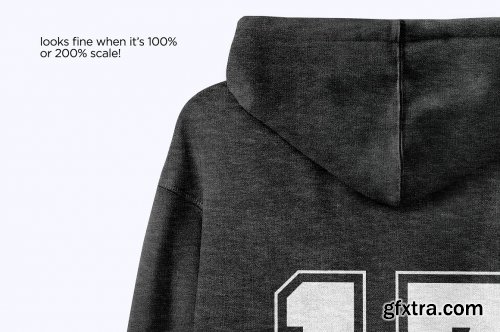 CreativeMarket - Heather Hoodie Back View PSD Mockup 6163223