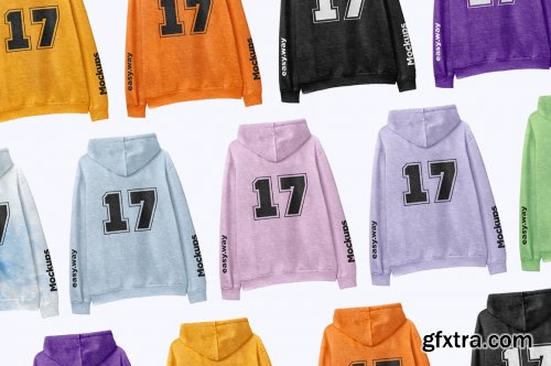 CreativeMarket - Heather Hoodie Back View PSD Mockup 6163223