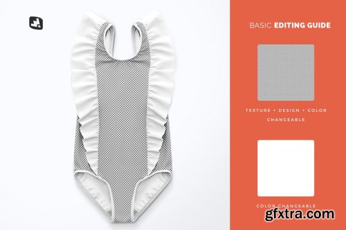 CreativeMarket - Baby Girl's Ruffled Swimsuit Mockup 4865131