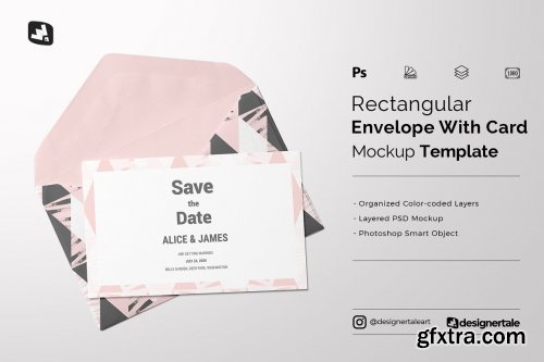 CreativeMarket - Rectangular Envelope & Card Mockup 4853404