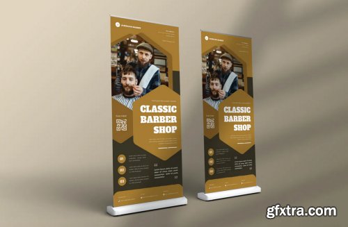 Classic Barbershop Roll Up Banner