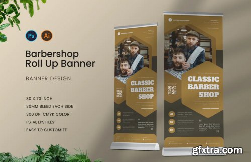 Classic Barbershop Roll Up Banner