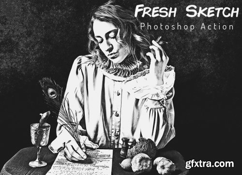 CreativeMarket - Fresh Sketch Photoshop Action 6468490