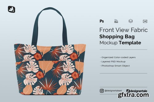 CreativeMarket - Frontview Fabric Shopping Bag Mockup 5353625