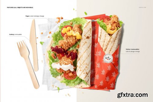 CreativeMarket - Food Safe Paper Mockup (tortilla) 6405424