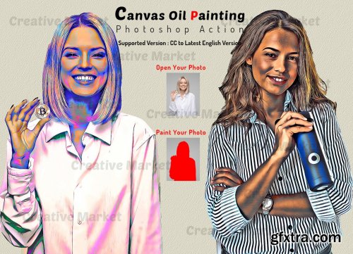 CreativeMarket - Canvas Oil Painting Photoshop Action 6481461