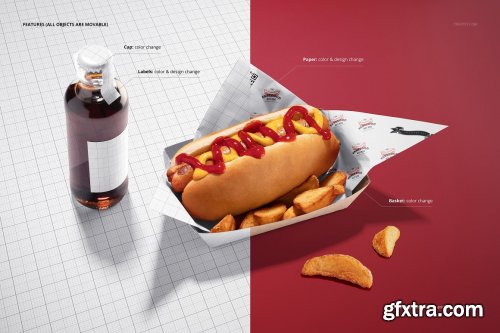 CreativeMarket - Food Safe Paper Mockup (hot dog) 6418581