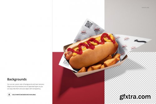 CreativeMarket - Food Safe Paper Mockup (hot dog) 6418581