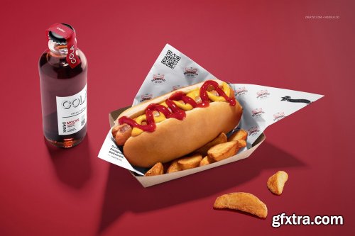 CreativeMarket - Food Safe Paper Mockup (hot dog) 6418581