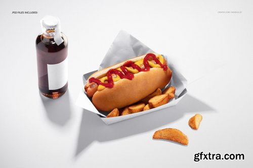 CreativeMarket - Food Safe Paper Mockup (hot dog) 6418581