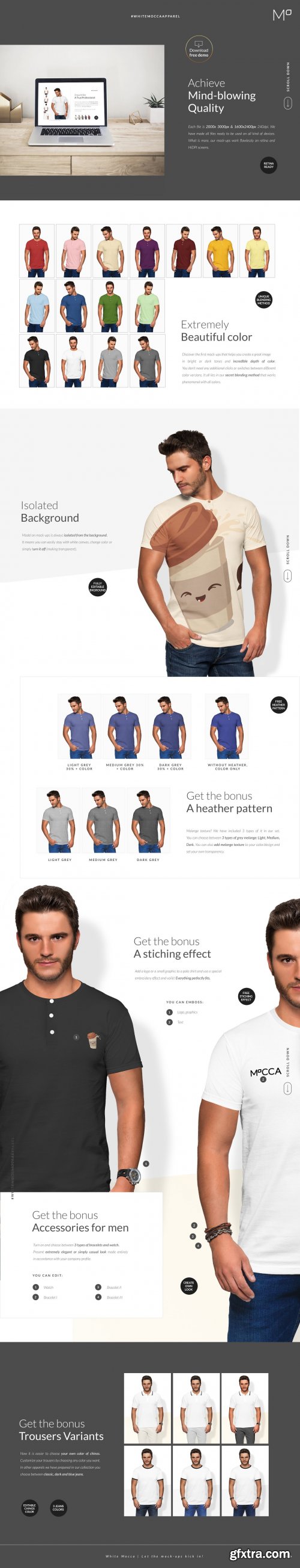 CreativeMarket - Men Henley T-shirt Mockups Free demo 6390082