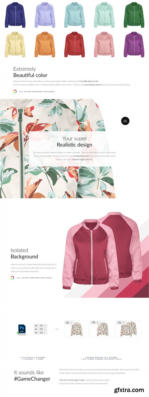 CreativeMarket - Satin Bomber Jacket 3x Mockups Set 6465826