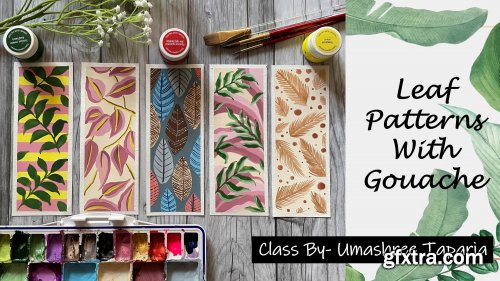  Leaf Patterns With Gouache- Learn to Paint 5 Easy Therapeutic Bookmark Pattern