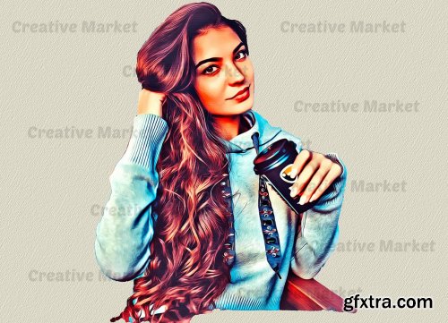 CreativeMarket - Canvas Oil Painting Photoshop Action 6481461