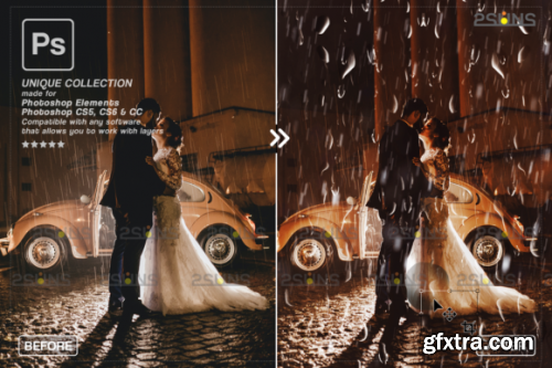 CreativeFabrica - Rain Overlay & Photoshop Overlay