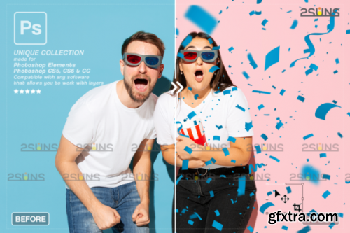 CreativeFabrica - Gender Reveal Confetti Overlay Photoshop