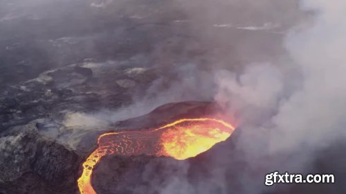 Top Down View Of Volcano Blowing 1019475