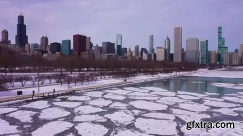 Aerial Of Chicago, USA In Winter 946178