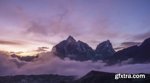 Taboche And Cholatse Mountains At Sunset 1000182