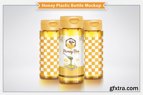 CreativeMarket - Honey Plastic Bottle Mockup 6305503