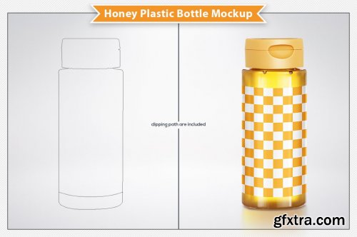 CreativeMarket - Honey Plastic Bottle Mockup 6305503