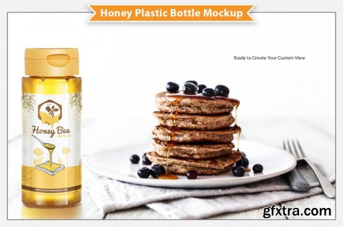 CreativeMarket - Honey Plastic Bottle Mockup 6305503