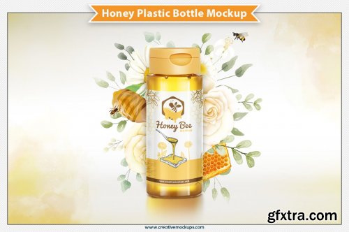 CreativeMarket - Honey Plastic Bottle Mockup 6305503