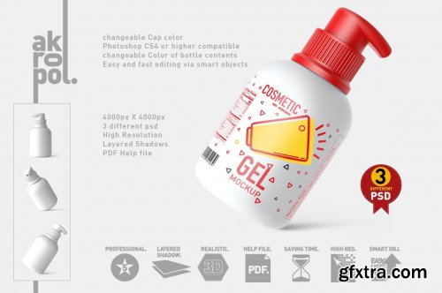 CreativeMarket - Bottle Cosmetic Mockup 6102772