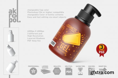 CreativeMarket - Bottle Cosmetic Mockup 6102772