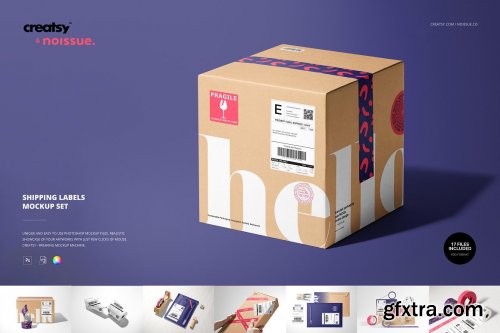 CreativeMarket - Noissue Shipping Labels Mockup Set 6451656