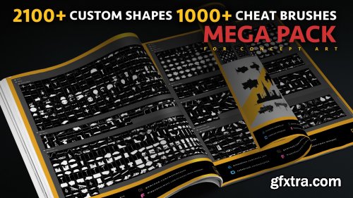 2100 + Custom shapes + 1000+ Cheat brushes Mega pack for Concept art